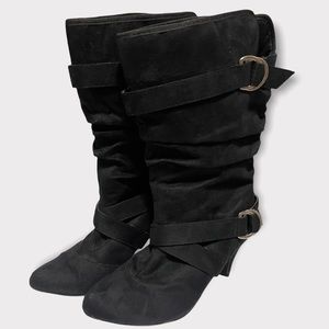 Black Strappy Buckle Boots